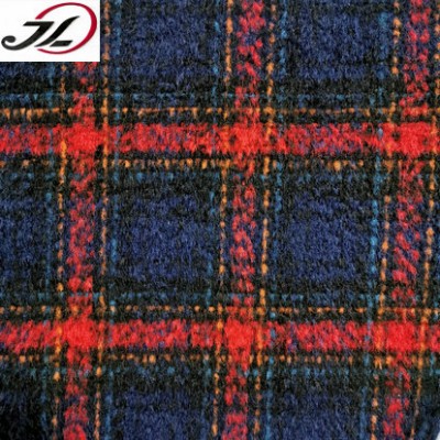 New fashion brushed navy red check tweed fabric  for overcoat