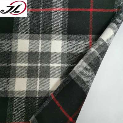 check wool brushed plaid woolen fabric for winter garment coat