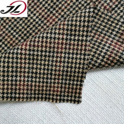 China factory houndstooth tartan plaid flannel wool tweed fabric